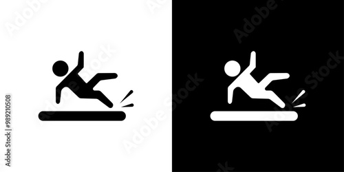 Man slide on slope icon Isolated flat vector in outline