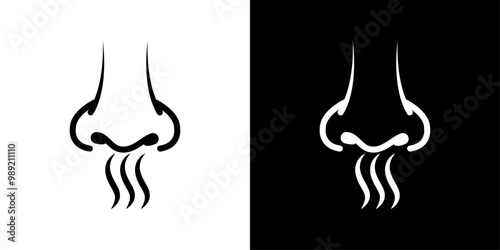 Nose with smoke icon Isolated flat vector in outline