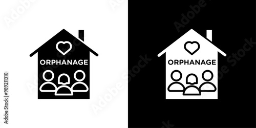 Orphanage house icon Isolated flat vector in outline