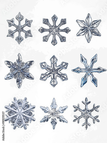 snowflakes as element on transparent background