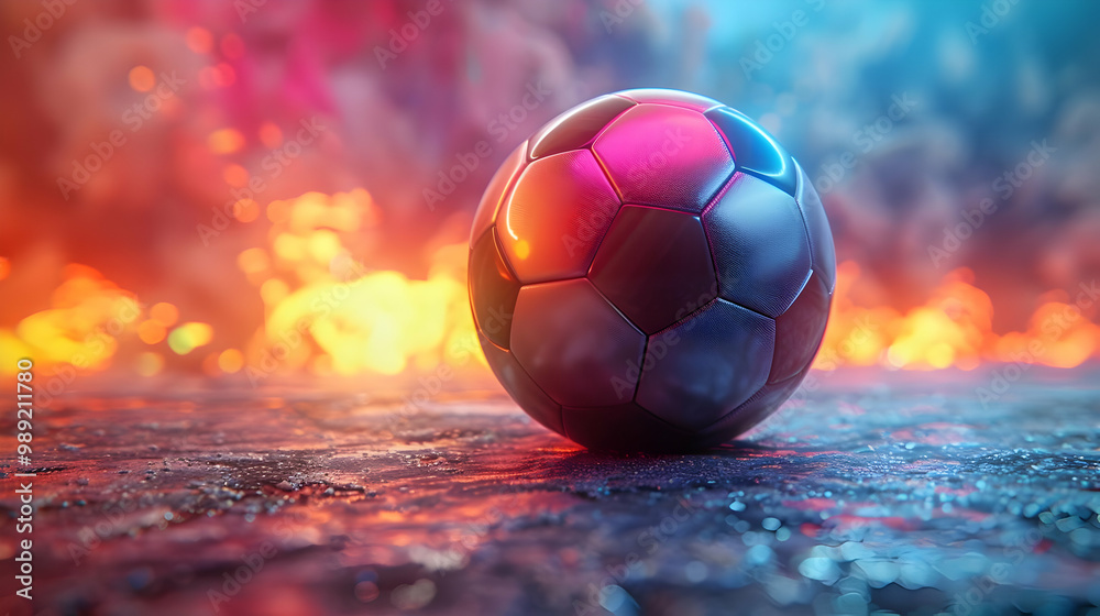 Naklejka premium Soccer Ball on Abstract Background, 3D Illustration