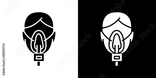 Person with oxygen mask icon Isolated flat vector in outline