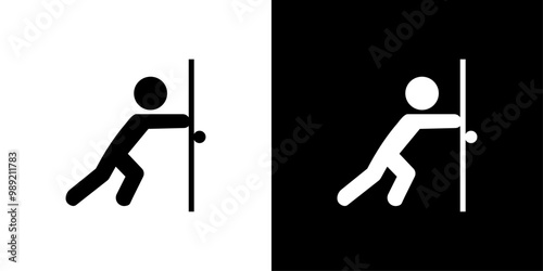 Person push the door icon Isolated flat vector in outline