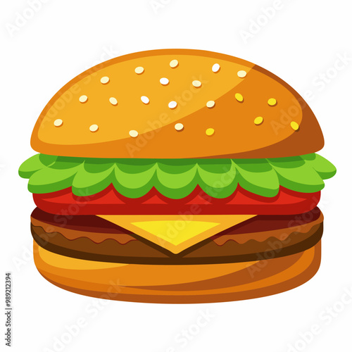 Juicy hamburger vector illustration with detailed layers isolated on clean background