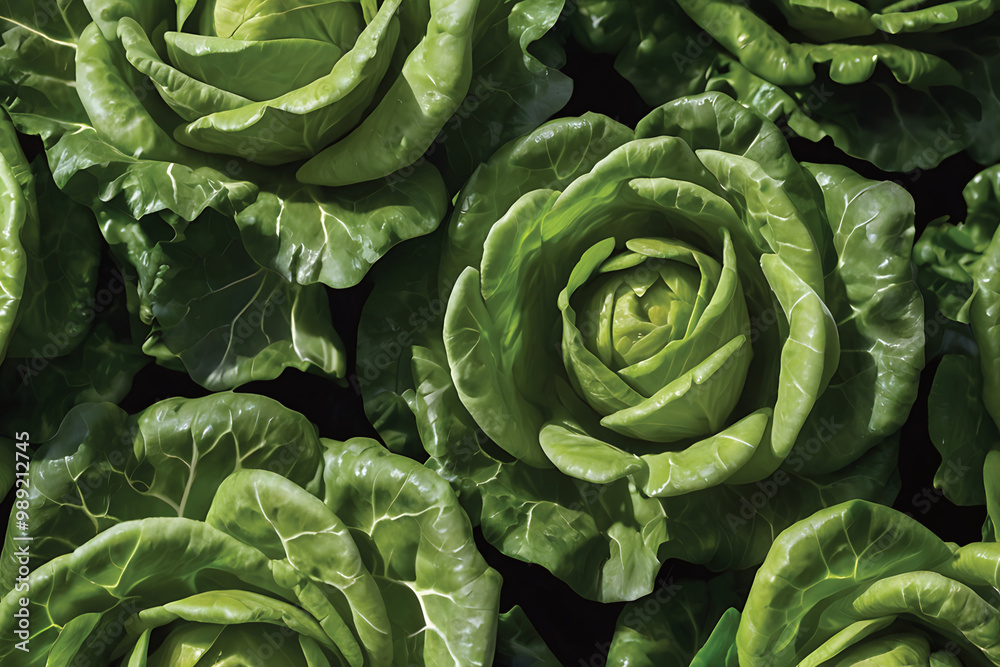 Fototapeta premium Imagen de flores de lechuga, bonitas flores de lechuga fresca, Image of lettuce flowers, beautiful fresh lettuce flowers