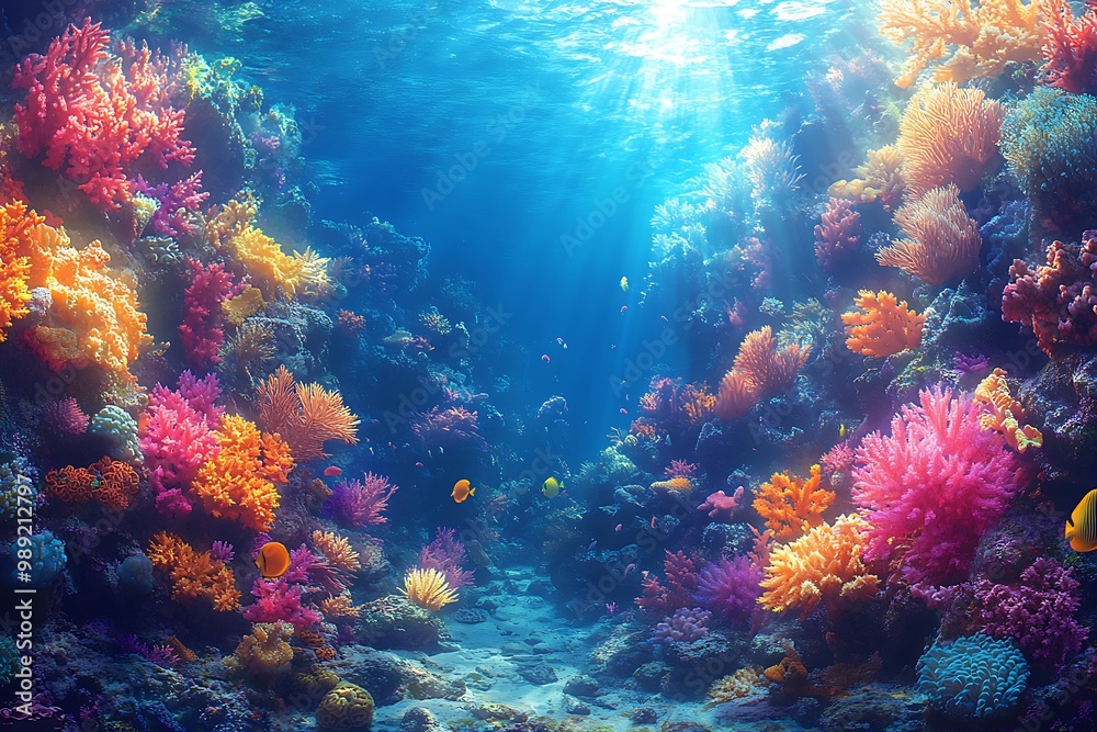 Naklejka premium Colorful Coral Reef Ecosystem An underwater scene