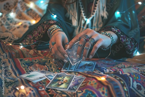 Wallpaper Mural Mystical tarot reading with vibrant bohemian decor Torontodigital.ca