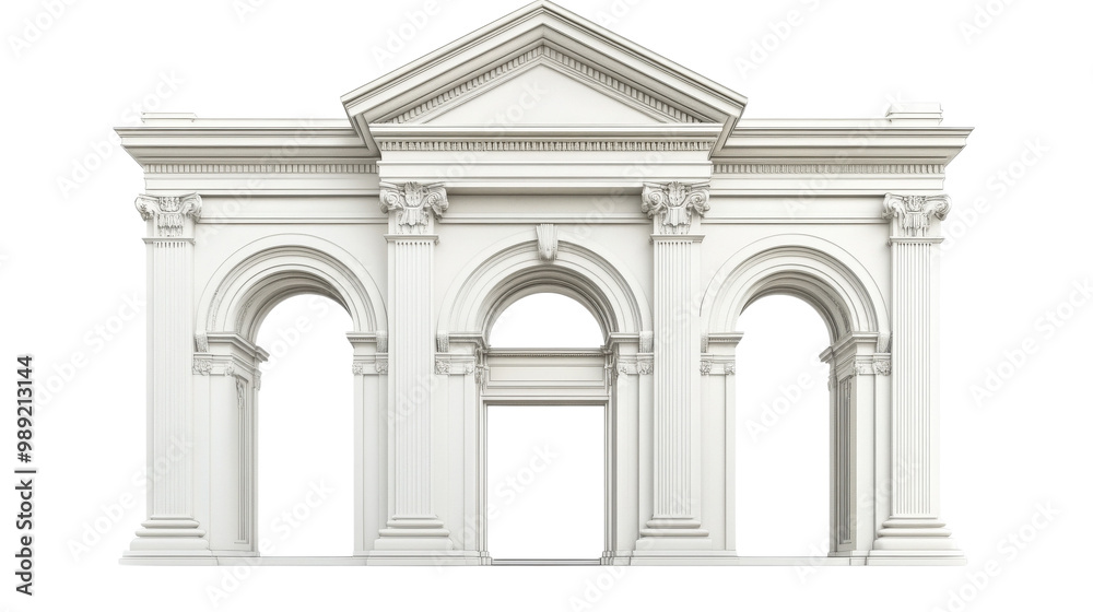 Fototapeta premium White architectural facade, isolated background transparent background