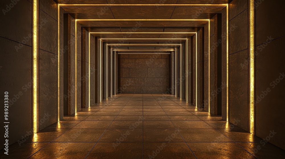 A long, narrow room with a lot of light shining on the walls. The room is empty and has a very modern and industrial feel to it A long, narrow room with a lot of light shining on the walls. The room is empty and has a very modern and industrial feel to it