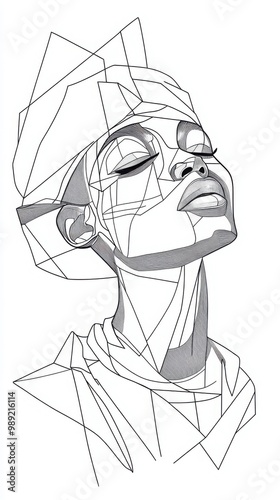 Abstract portrait of a woman in geometric style