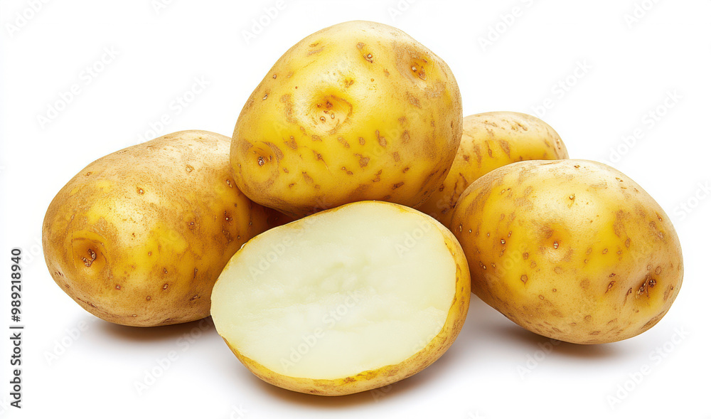Fresh Yellow Potatoes Isolated On White Background Fresh Yellow Potatoes Isolated On White Background