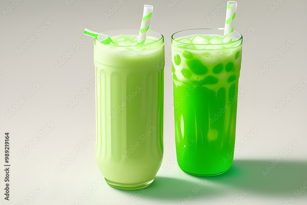 Green Milk Soda Bottle Isolated on White Background Green Milk Soda Bottle Isolated on White Background