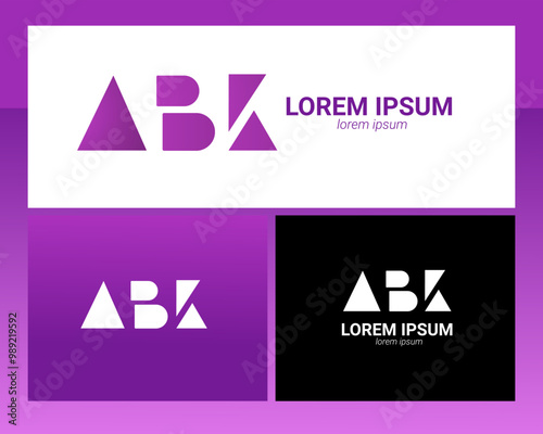 Company lettermark logo concept letter A combine with letter B and K purple color theme
