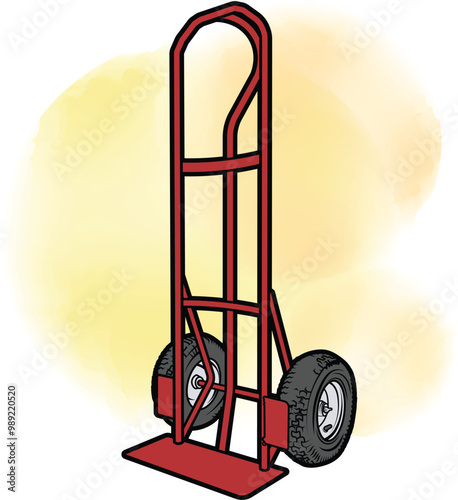 Vector graphic of a 2-wheel heavy duty hand truck dolly