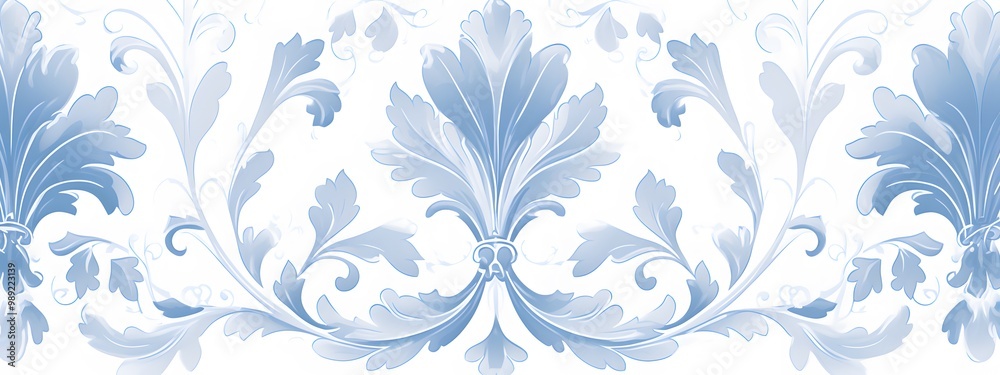Seamless Damask Pattern with Blue Floral Design Seamless Damask Pattern with Blue Floral Design