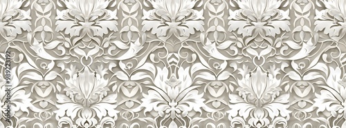 Art Nouveau Carved Silver Seamless Pattern