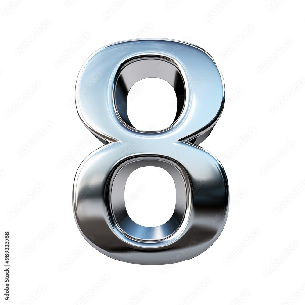 Number 8 High gloss metallic silver stainless steel TRANSPARENT PNG Number 8 High gloss metallic silver stainless steel TRANSPARENT PNG