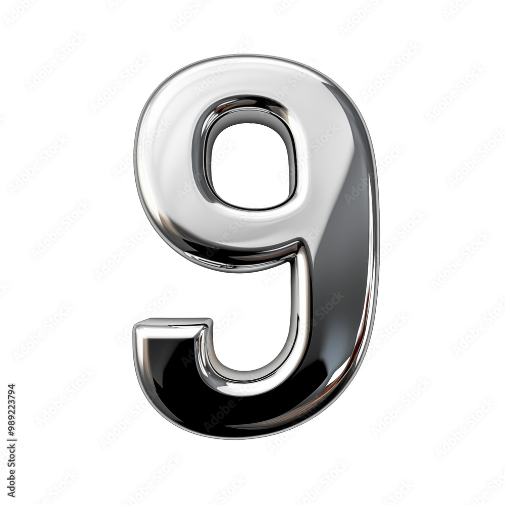 Number 9 High gloss metallic silver stainless steel TRANSPARENT PNG Number 9 High gloss metallic silver stainless steel TRANSPARENT PNG