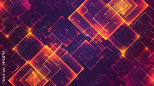 Wallpaper Mural Neon Glow Digital Squares Retro-Futuristic Pattern Torontodigital.ca