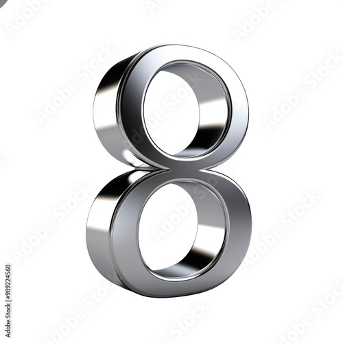 Number 8 High gloss metallic silver stainless steel TRANSPARENT PNG 