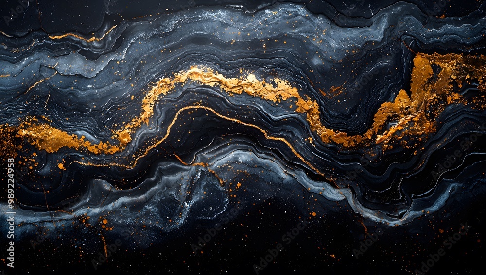Abstract Black Gold Liquid Swirl Pattern Texture Background Abstract Black Gold Liquid Swirl Pattern Texture Background
