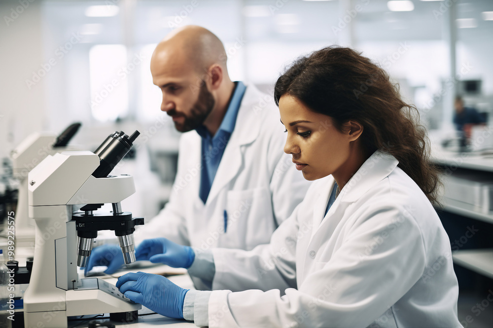 Doctor or technician working lab experiment medical technology generative AI image Doctor or technician working lab experiment medical technology generative AI image