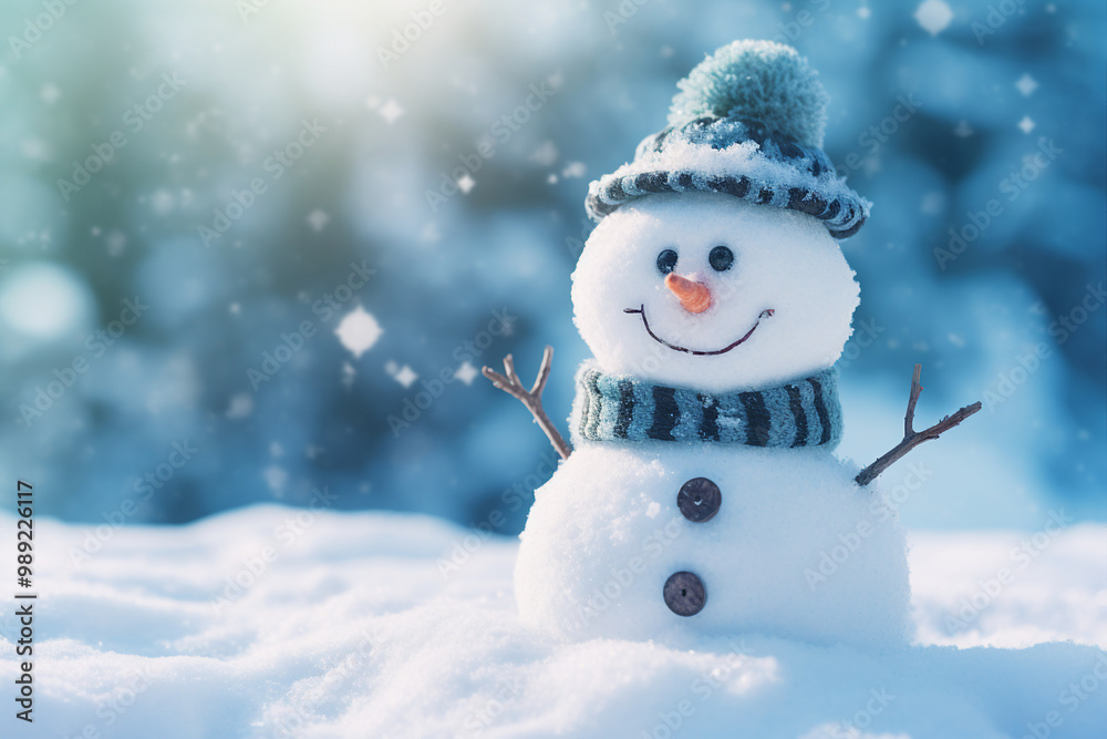 Obraz premium New year Christmas leisure time people making funny snowman outdoors frosty day Generative AI