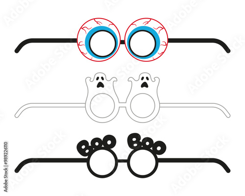 Halloween eye glasses. Template set for kid's party.
