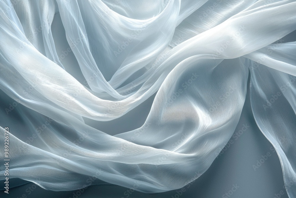 White Sheer Fabric Draped in Soft Waves White Sheer Fabric Draped in Soft Waves