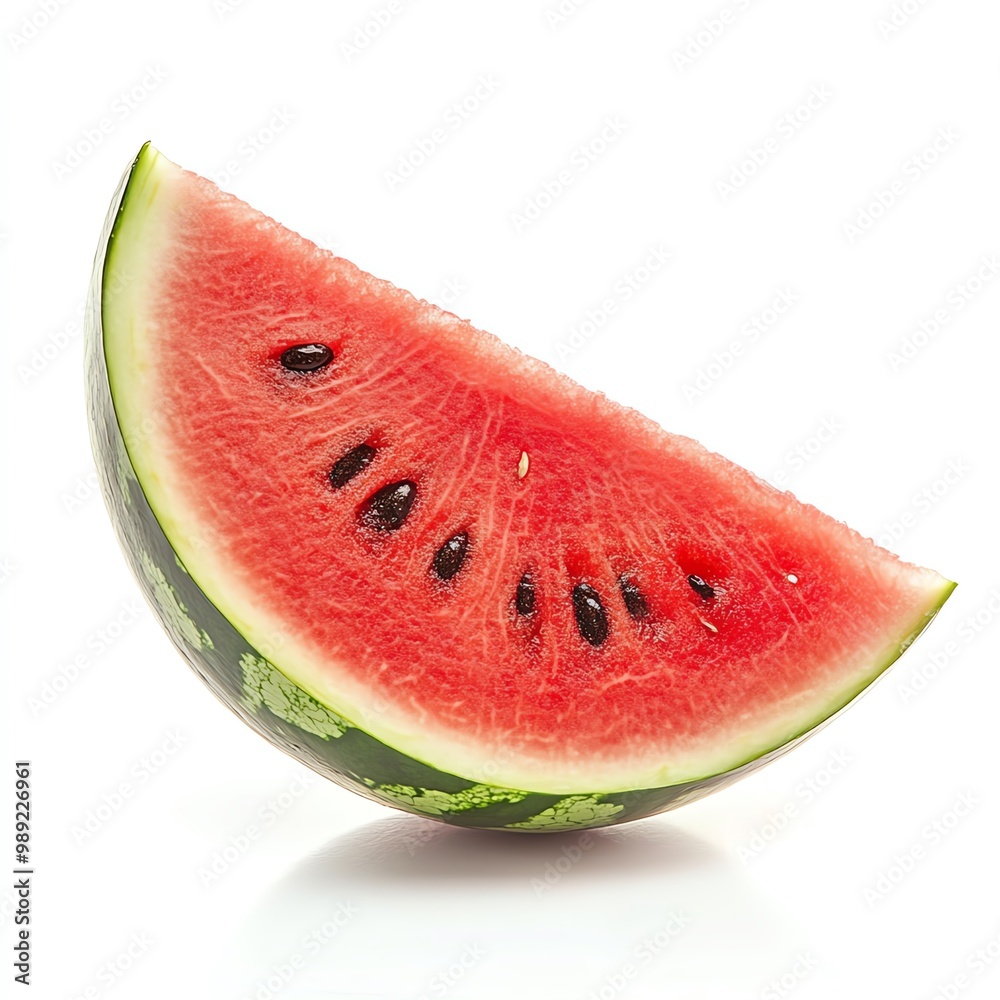 Fresh and juicy watermelon slice with vibrant red flesh and black seeds, perfect for summer and healthy snacks. Fresh and juicy watermelon slice with vibrant red flesh and black seeds, perfect for summer and healthy snacks.