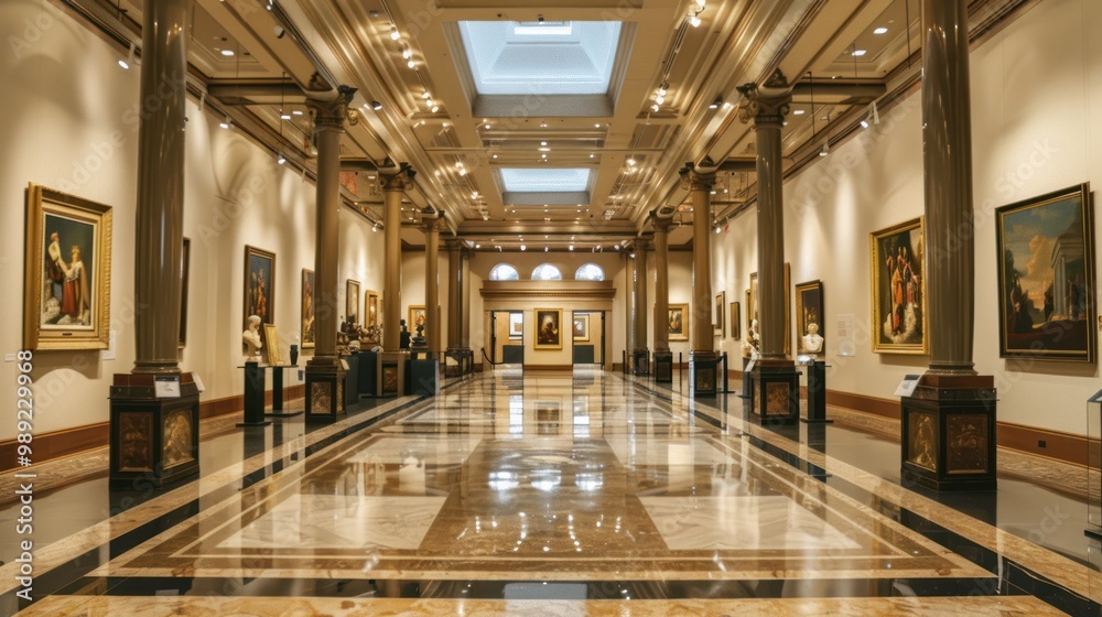 Gallery Hallway with Columns and Artwork Gallery Hallway with Columns and Artwork