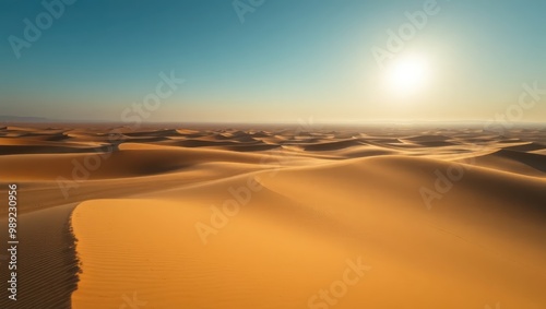 Sunlit Sand Dunes in the Sahara Desert