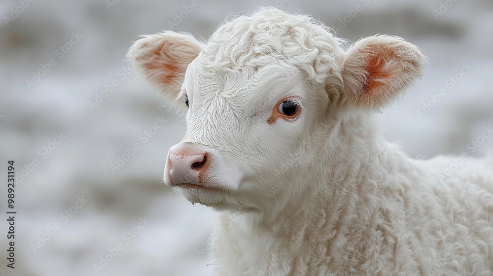 Fototapeta premium serene dairy cow portrait on pure white backdrop soft lighting accentuating gentle eyes and textured hide embodying pastoral tranquility