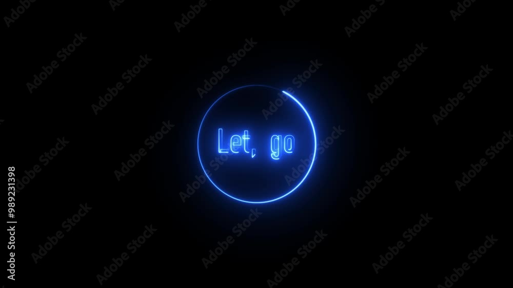 Let's Go text font with light. Luminous and  haze inside the letters of the text Lets Go.