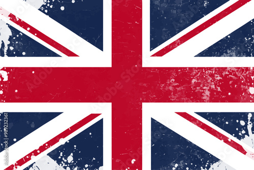 Grunge British flag vector illustration. The national flag of the United Kingdom.