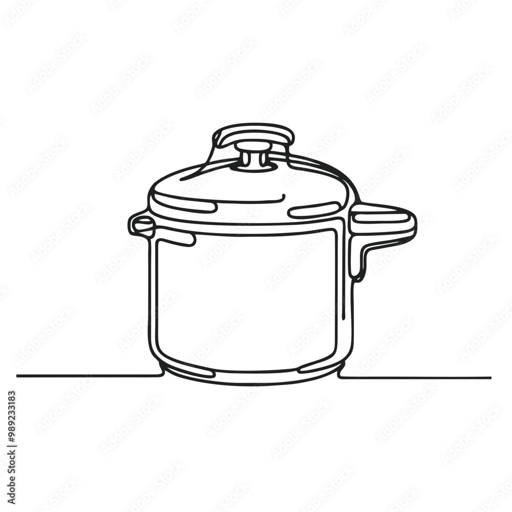Pressure cooker. Icon. Vector drawing. One line art. A simple drawing of a continuous line of a kitchen electric appliance. Pressure cooker. Icon. Vector drawing. One line art. A simple drawing of a continuous line of a kitchen electric appliance.