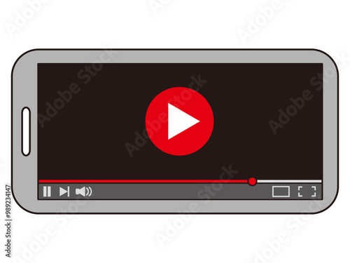 シンプルな横向き動画再生画面のイラスト素材