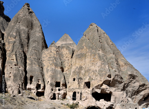 NATIONAL PARK OF CAPPADOCIA AND GOREME IN TURKEY WITH ROCK FORMATIONS AND FAIRY CHIMNEYS.