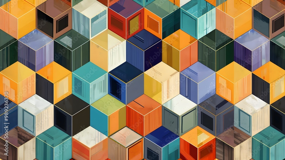 Obraz premium Abstract Colorful Geometric Cube Pattern