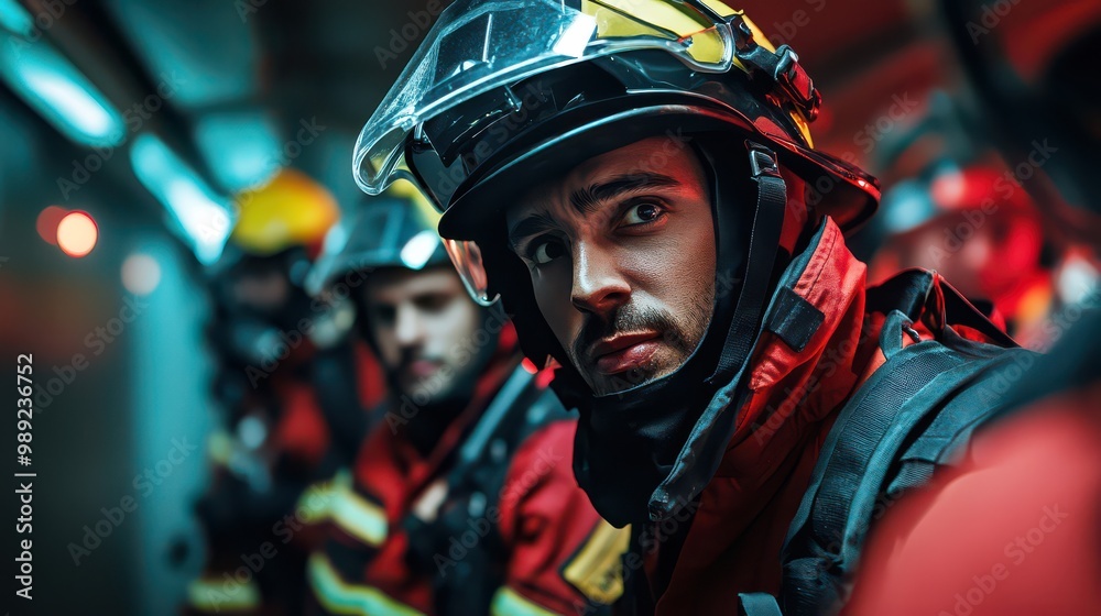 Team of Firefighters in Action Team of Firefighters in Action