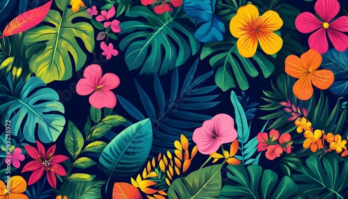 Tropical Rainforest Floral Pattern
