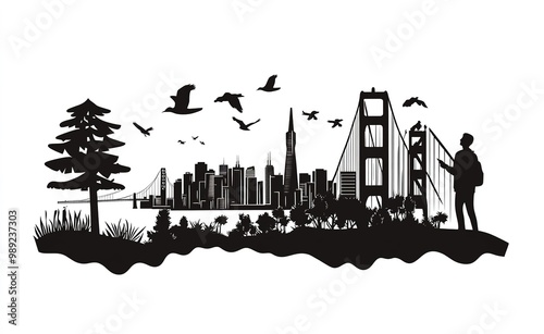 San Francisco, black ink on a white background