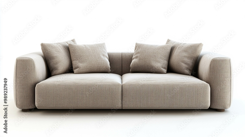 A comfortable and modern sofa on a white background A comfortable and modern sofa on a white background