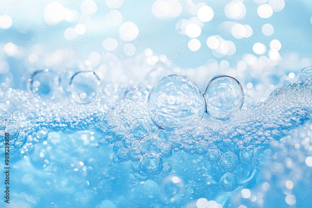 Sparkling water bubbles on blue background Sparkling water bubbles on blue background