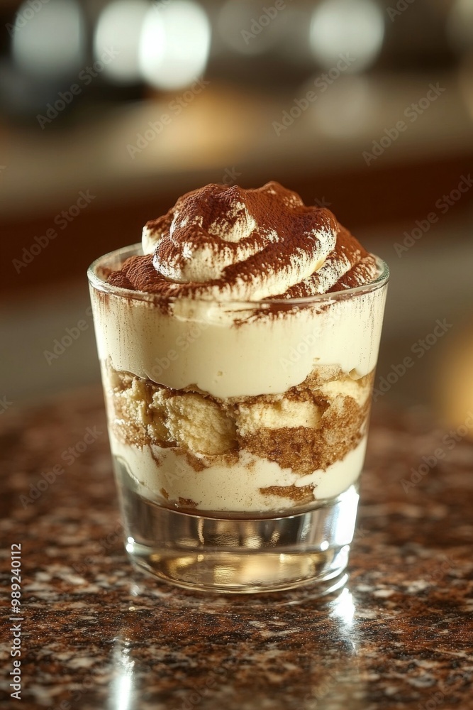 Tiramisu, served in glass. on slate surface. Italian tiramisu cake. studio lighting. Tiramisu, served in glass. on slate surface. Italian tiramisu cake. studio lighting.