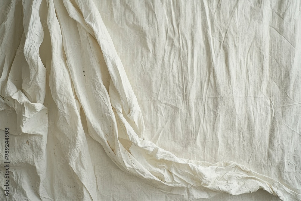 Obraz premium A Wrinkled White Fabric Draped Over a Surface