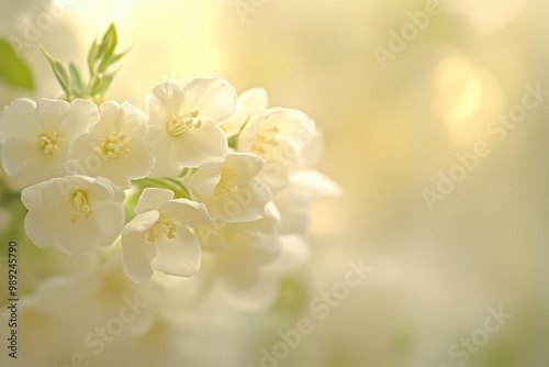Serene white blossom radiance in soft light