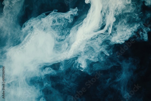 Ethereal blue smoke swirling on dark background