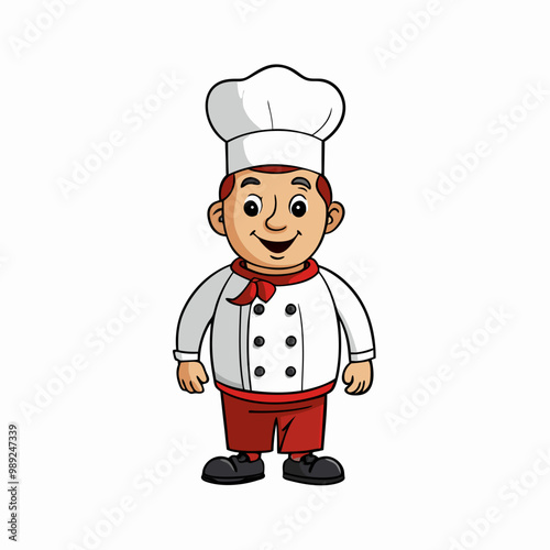 Chef Isolated on White Background, Culinary Professional and Cooking Concept Cartoon Vector Art