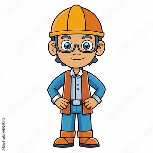 Engineer Isolated on White Background, Technical Professional and Engineering Concept Cartoon Vector Art